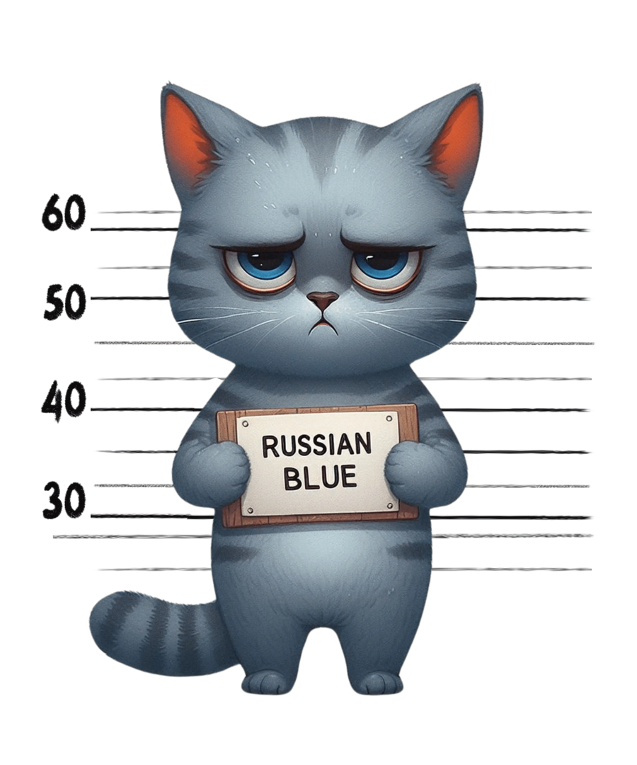 Russian Blue Cat Design - DTF Ready To Press