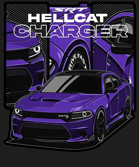 SRT Hellcat Charger - DTF Ready to Press (black_bg)