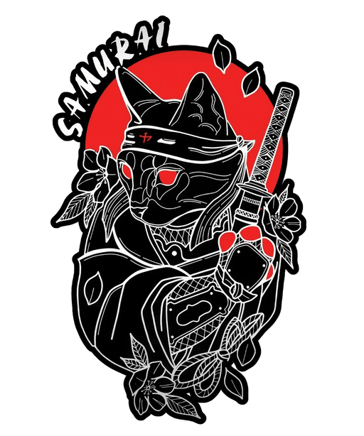 Samurai Cat - DTF Ready to Press (original)