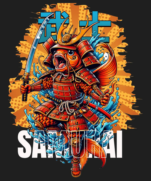 Samurai Warrior - DTF Ready to Press (black_bg)