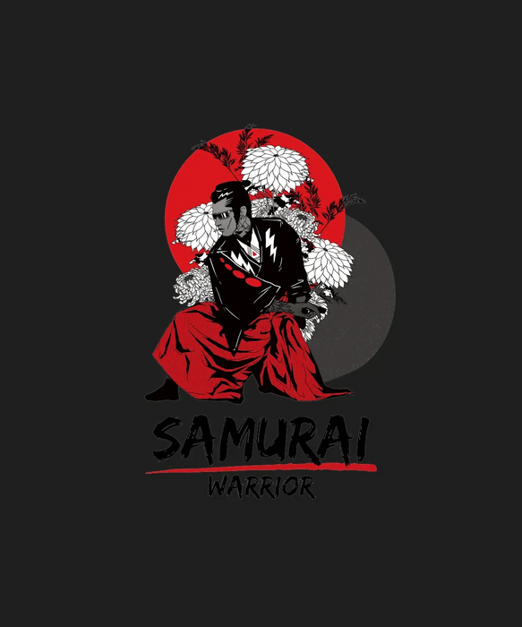Samurai Warrior - DTF Ready to Press (black_bg)