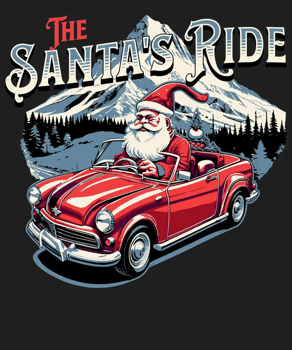 Santa's Ride - DTF Ready to Press (black_bg)