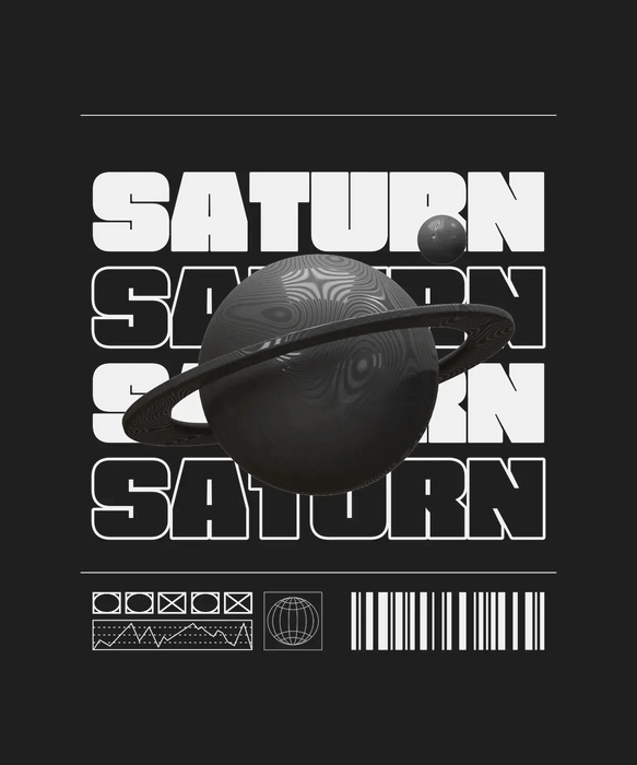 Saturn Space - DTF Ready to Press (black_bg)