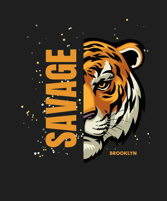 Savage Tiger - DTF Ready to Press (black_bg)