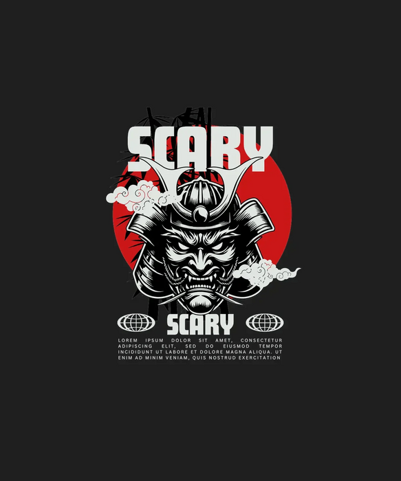 Scary Samurai - DTF Ready to Press (black_bg)