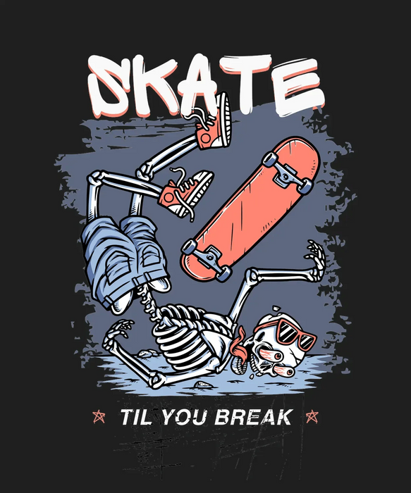 Skate Skeleton - DTF Ready to Press (black_bg)
