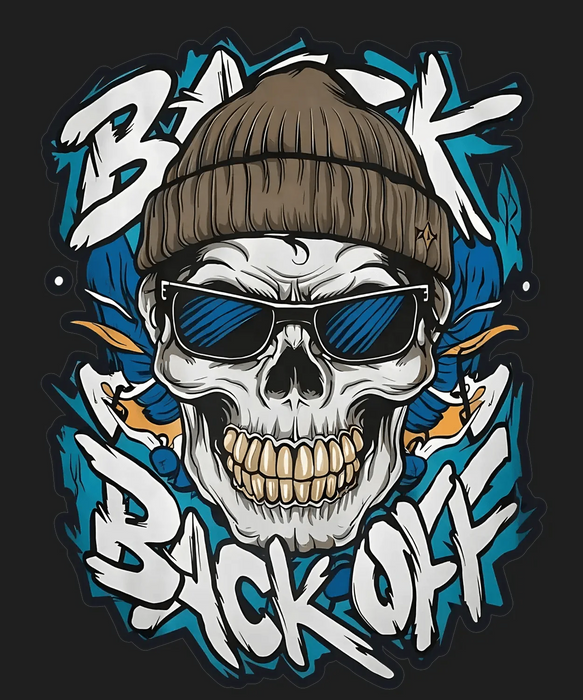 Skull Back Off - DTF Ready to Press (black_bg)