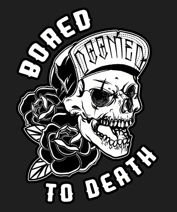 Skull Cap Rose - DTF Ready to Press (black_bg)