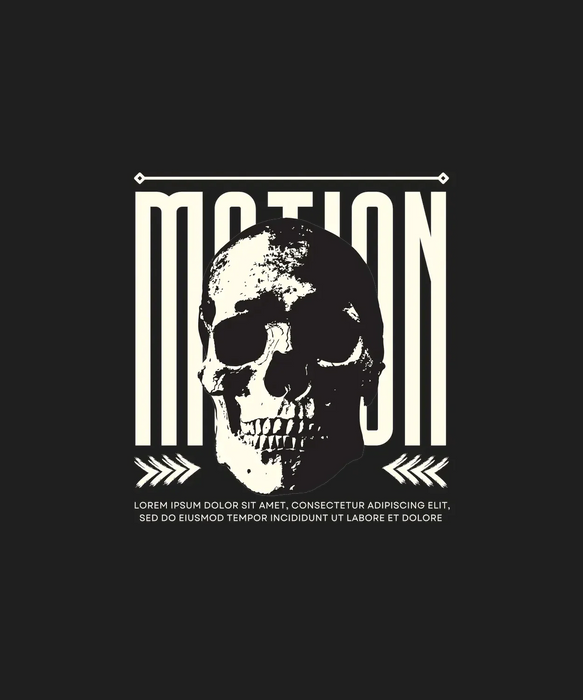 Skull Motion - DTF Ready to Press (black_bg)