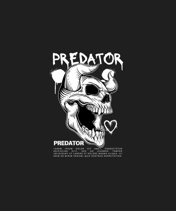 Skull Predator - DTF Ready to Press (black_bg)