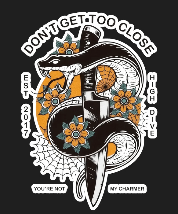Snake Floral DTF Ready to Press (black_bg)