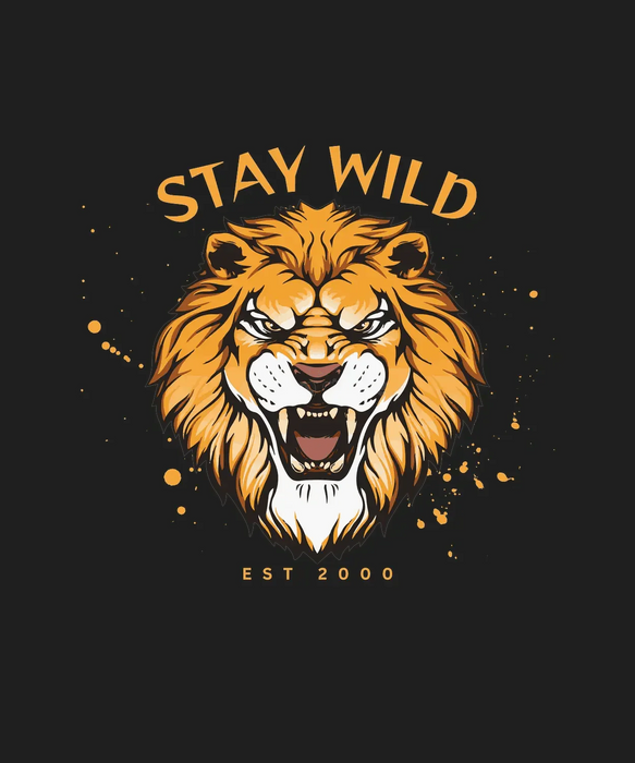Stay Wild Lion - DTF Ready to Press (black_bg)