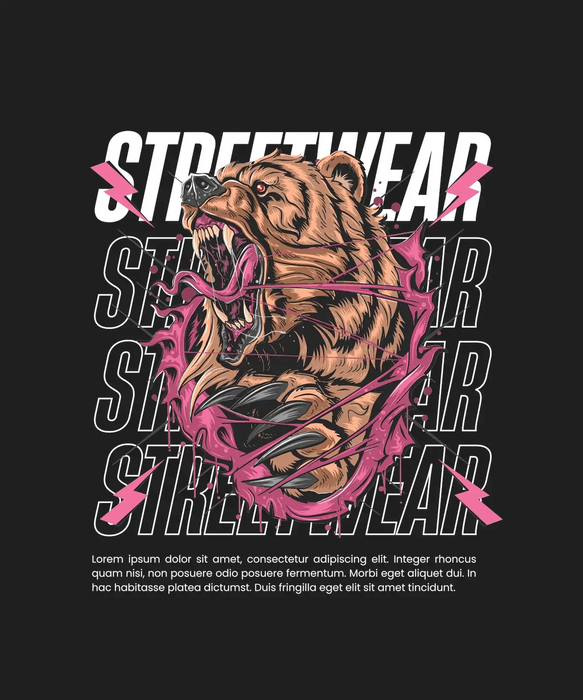 Streetwear Bear - DTF Ready to Press (black_bg)
