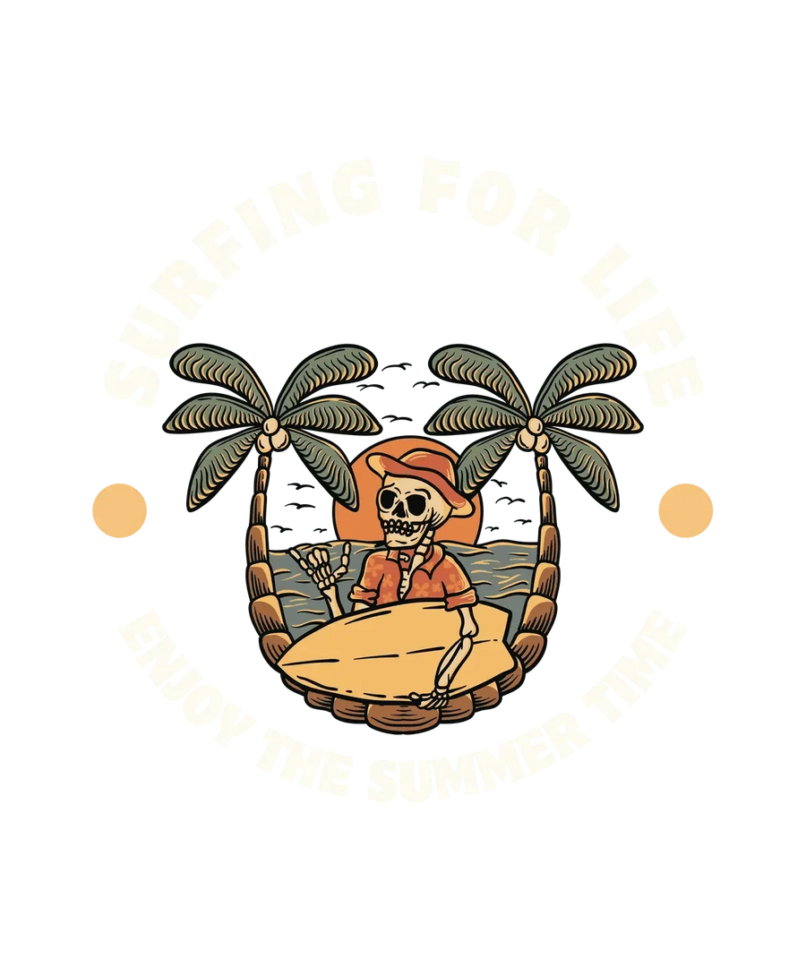 Surfing Skeleton - DTF Ready to Press