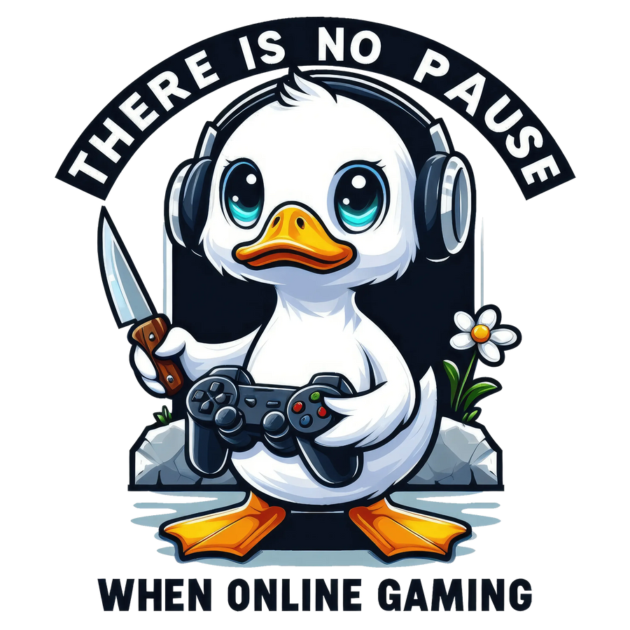 No hay pausa en los juegos en línea Diseño de pato sarcástico - DTF listo para imprimir