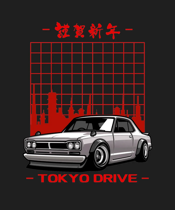 Tokyo Drive Car - DTF Ready to Press (black_bg)