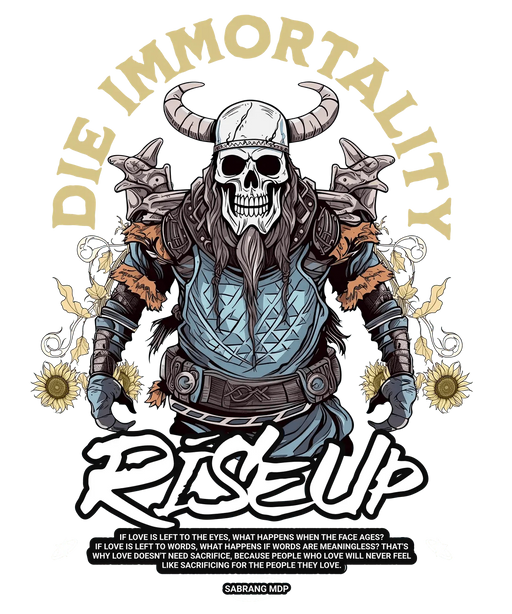 Viking Skull Immortality - DTF Ready to Press (original)