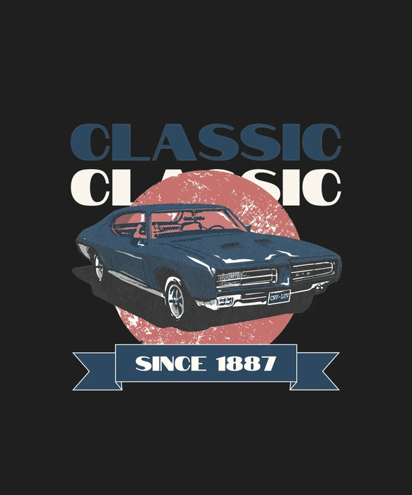 Vintage Car Classic - DTF Ready to Press (black_bg)