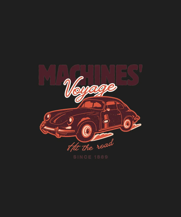 Vintage Car Voyage - DTF Ready to Press (black_bg)