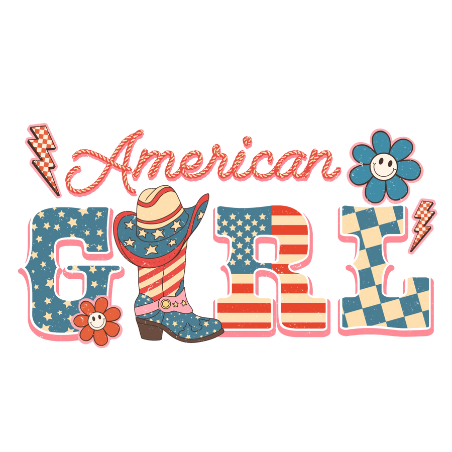 Diseño de American Girl - DTF listo para imprimir