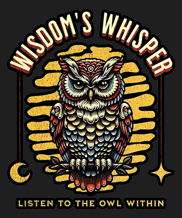 Wisdom's Whisper Owl - DTF Ready to Press (black_bg)
