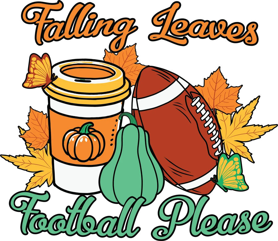 Falling Leaves Football Autumn DTF Transfer Ready to Press