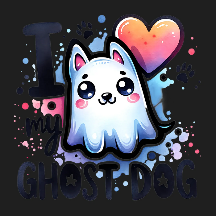Ghost Dog Love DTF Transfer – Bügelfertig