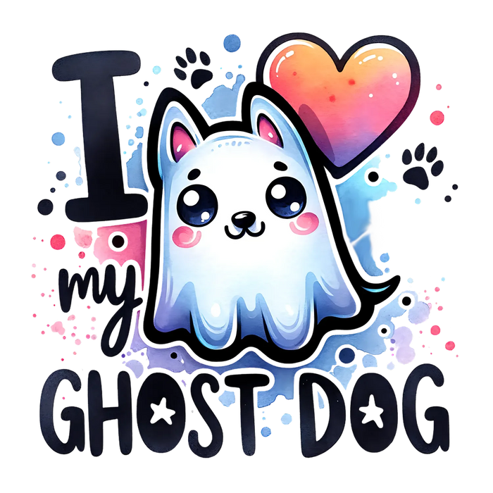 Ghost Dog Love DTF Transfer – Bügelfertig
