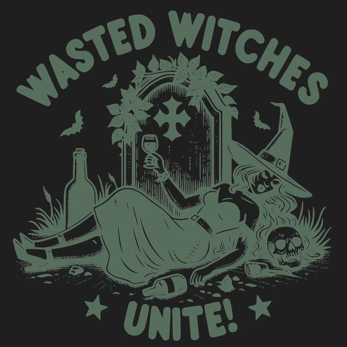 Wasted Witches Unite DTF Transfer bereit zum Pressen