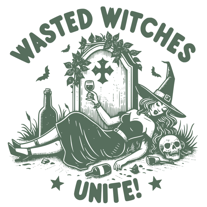 Wasted Witches Unite DTF Transfer bereit zum Pressen