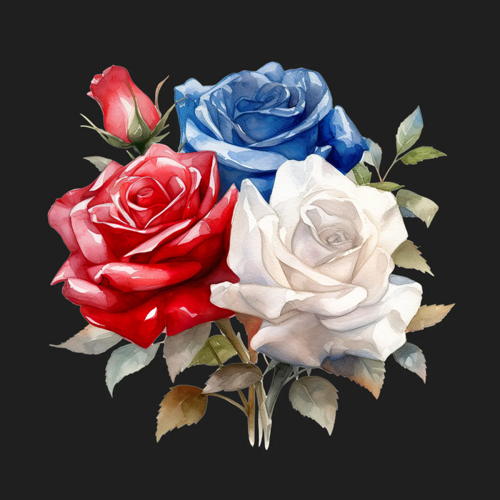 Patriotic Rose Trio DTF Transfer Ready to Press