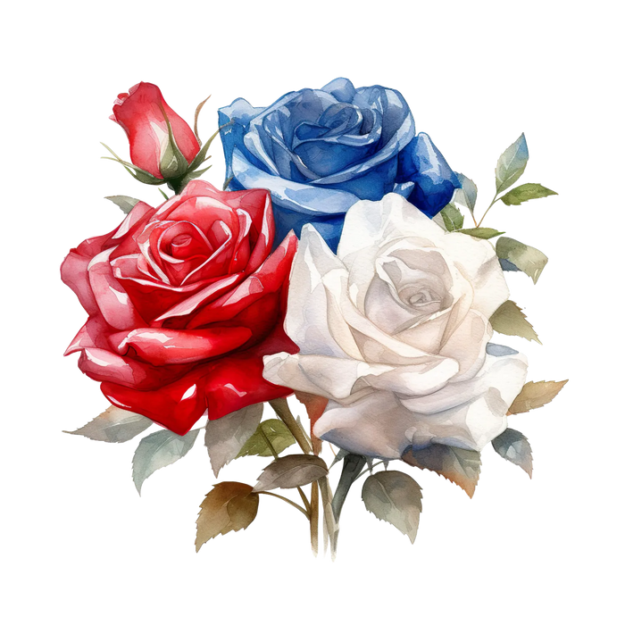 Patriotic Rose Trio DTF Transfer Ready to Press