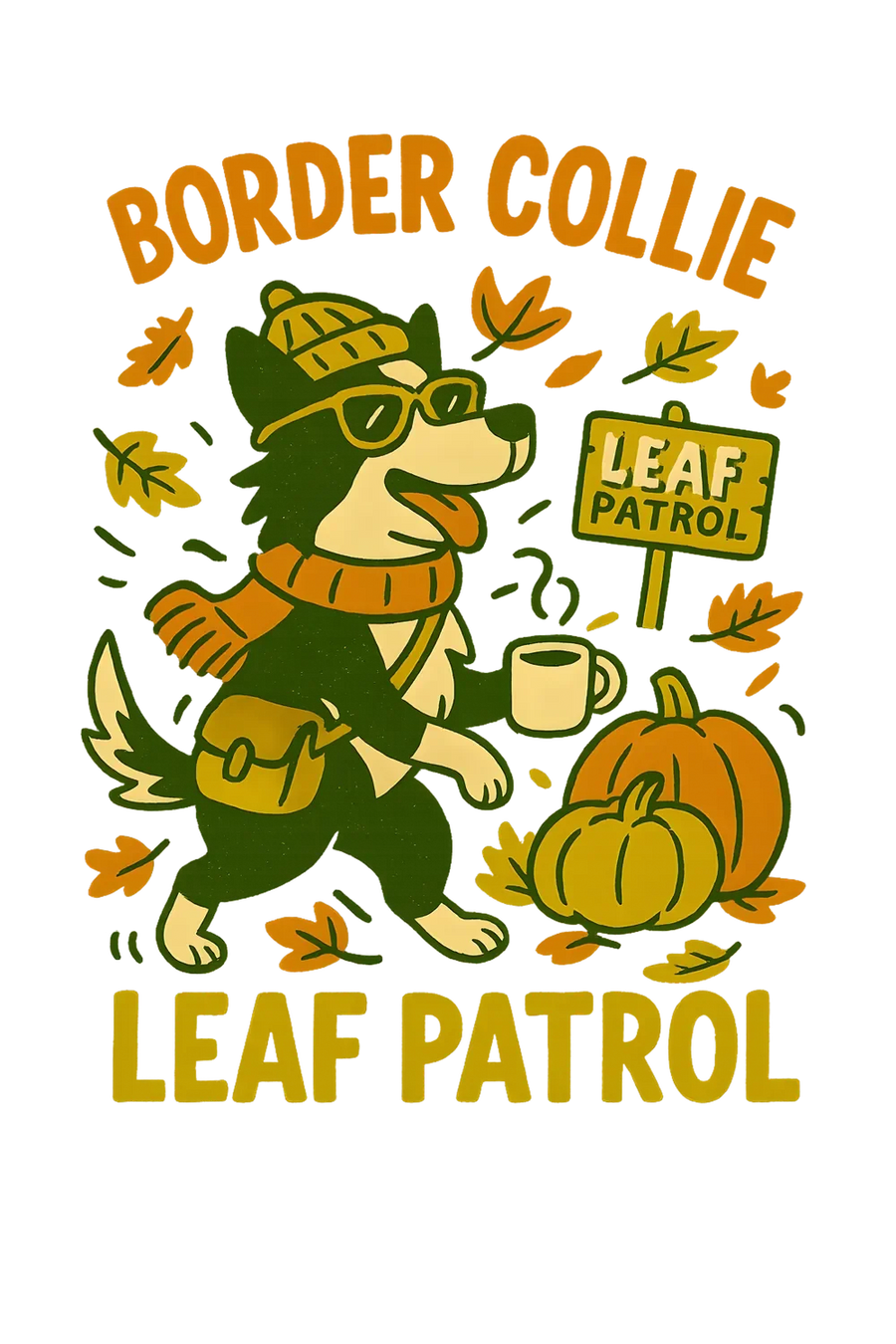 Border Collie Leaf Patrol DTF Transfer Ready to Press