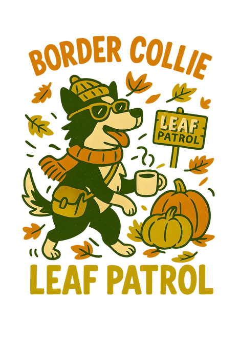 Border Collie Leaf Patrol DTF Transfer Ready to Press