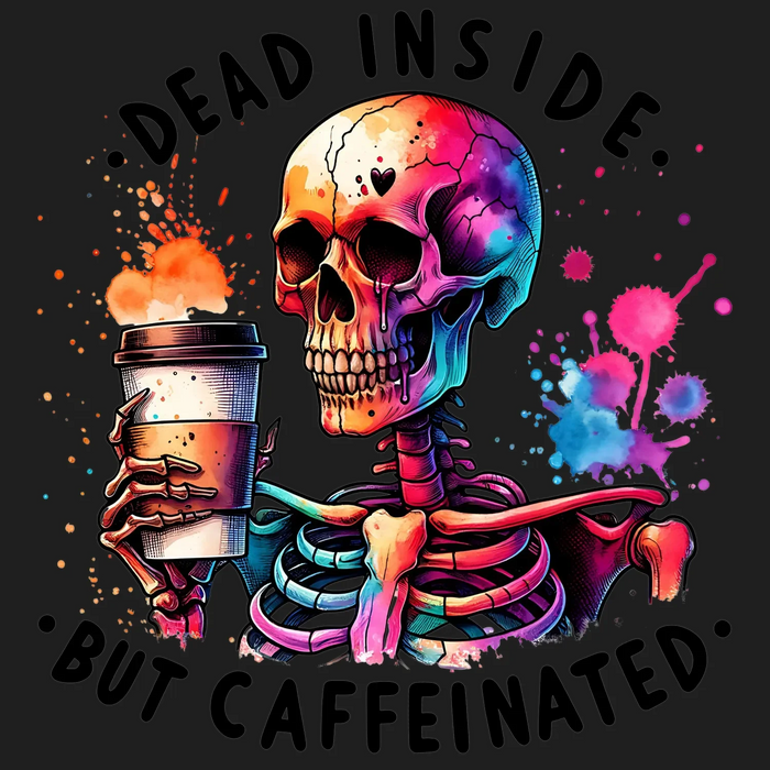 Schädel Koffeinhaltiger DTF-Transfer, fertig zum Pressen