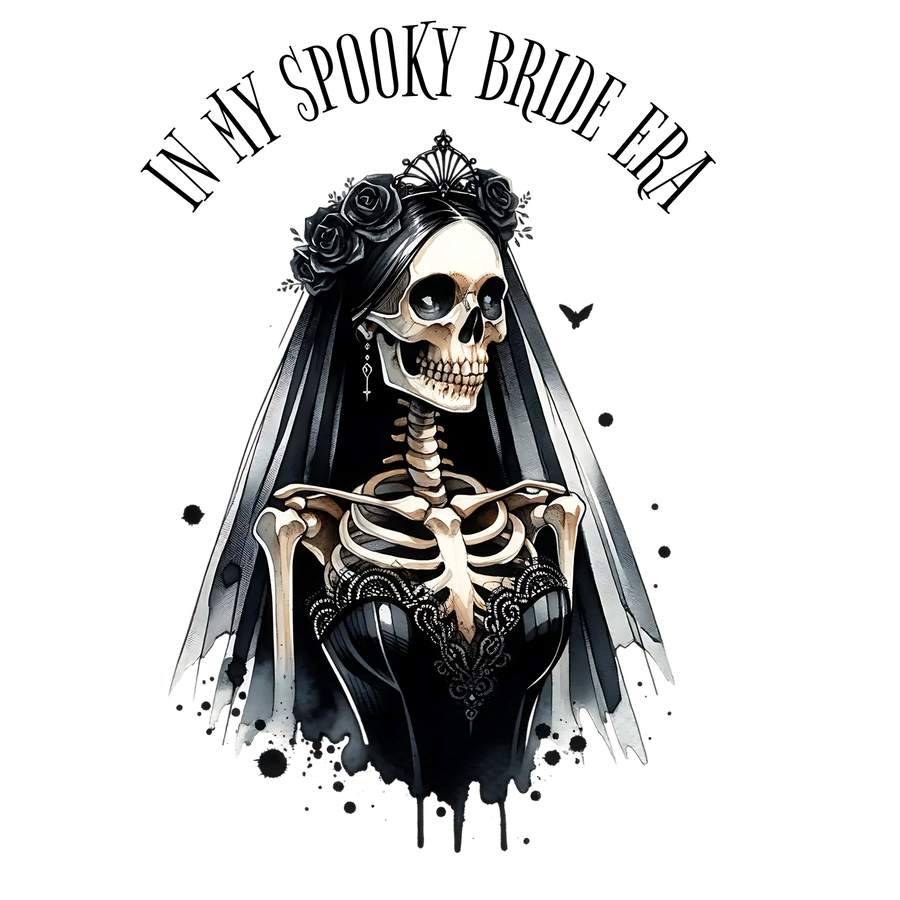 Gothic Bride Skull DTF Transfer Ready to Press