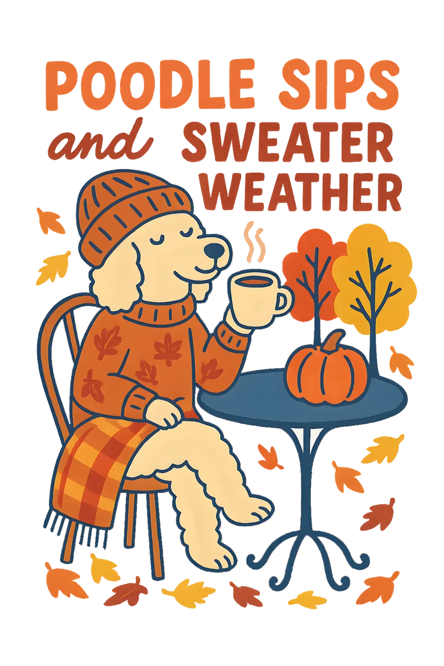 Poodle Sips Sweater Weather DTF Transfer Ready to Press