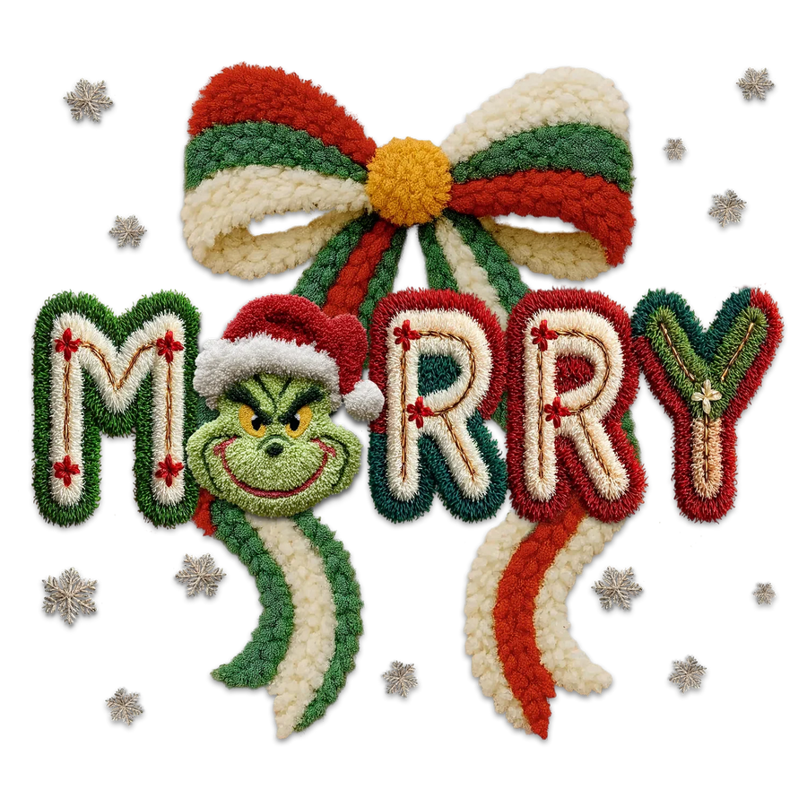 Grinch Merry Christmas DTF Transfer Ready to Press