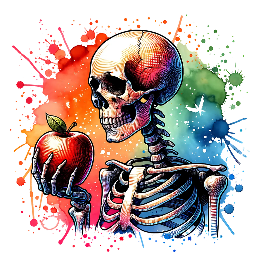 Skull Apple DTF Transfer Ready to Press