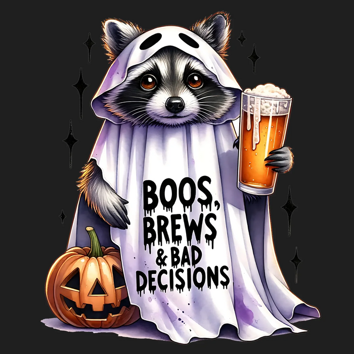 Geister-Waschbär Halloween-Bier-Design zum Sofortpressen