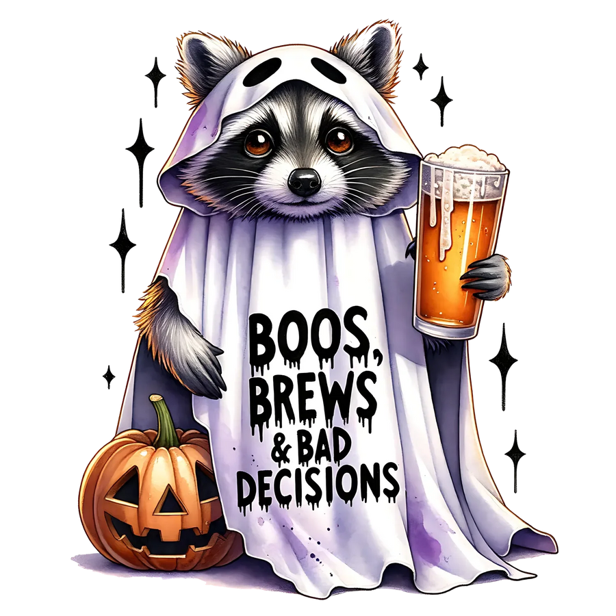 Ghost Raccoon Halloween Beer Design Ready to Press
