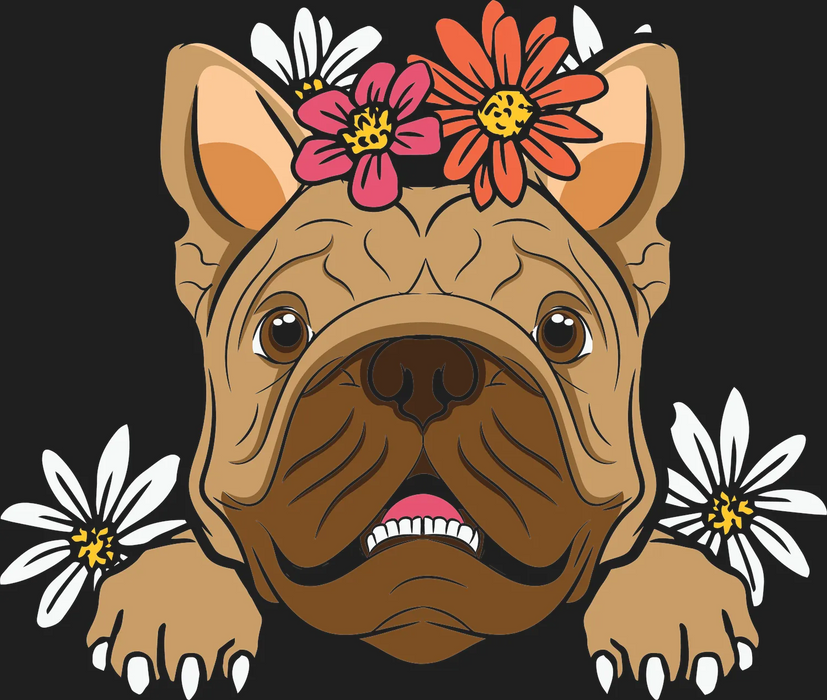 Floral Bulldog DTF Transfer Ready to Press