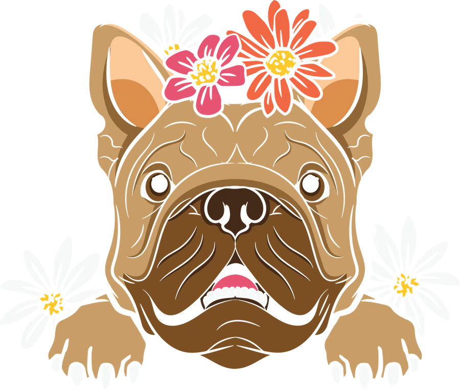 Floral Bulldog DTF Transfer Ready to Press