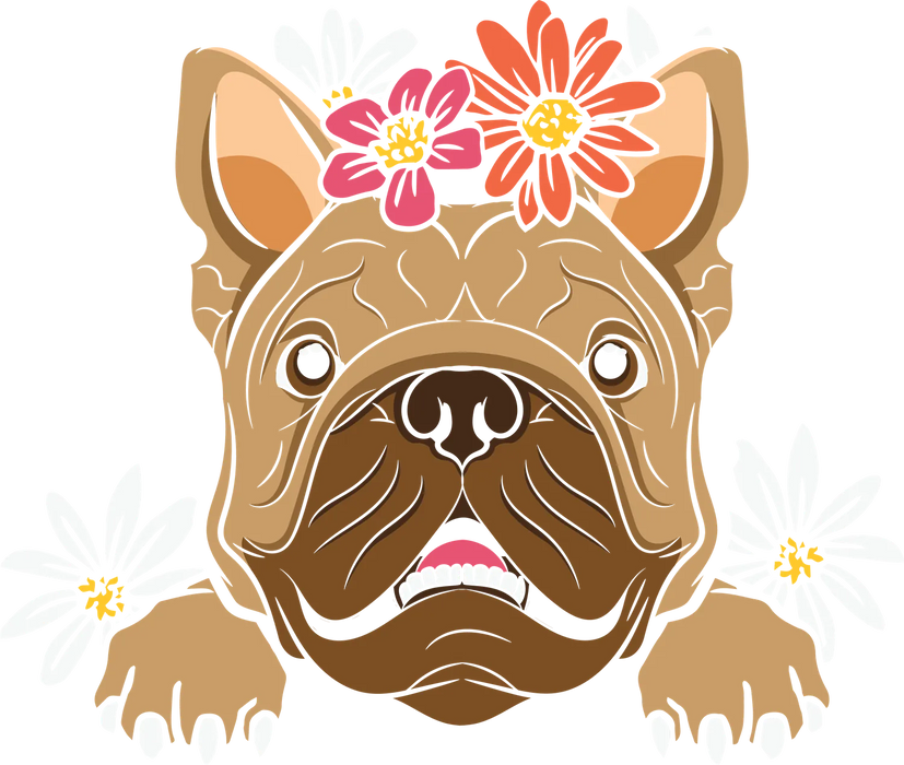 Floral Bulldog DTF Transfer Ready to Press
