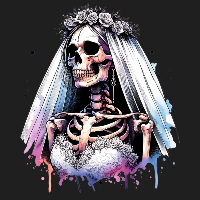 Gothic Bride Skeleton DTF Transfer Ready to Press