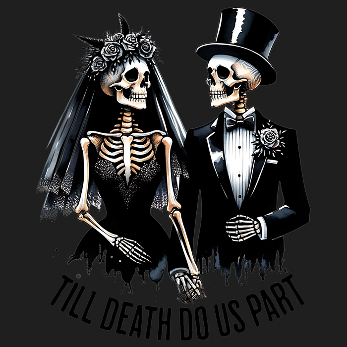 Gothic Wedding Skeletons DTF Transfer Ready to Press