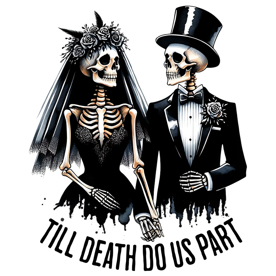 Gothic Wedding Skeletons DTF Transfer Ready to Press