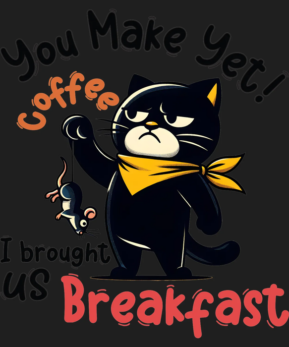 Coffee Cat DTF Transfer Ready to Press