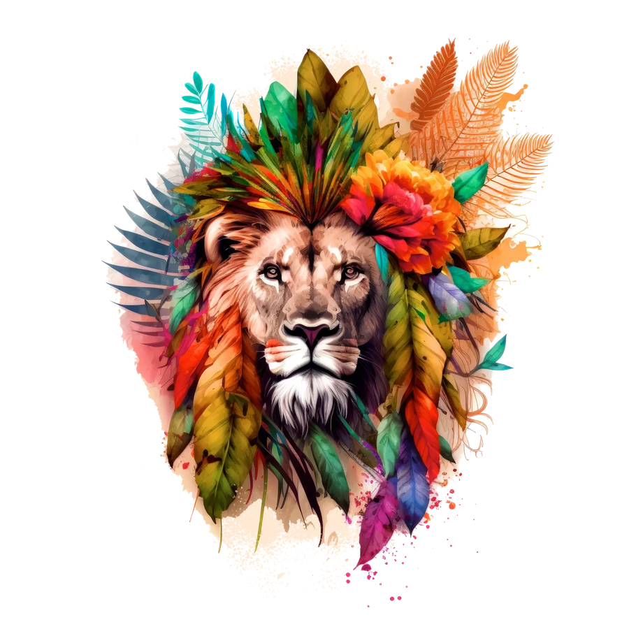 Lion Feather Art DTF Transfer – Bügelfertig