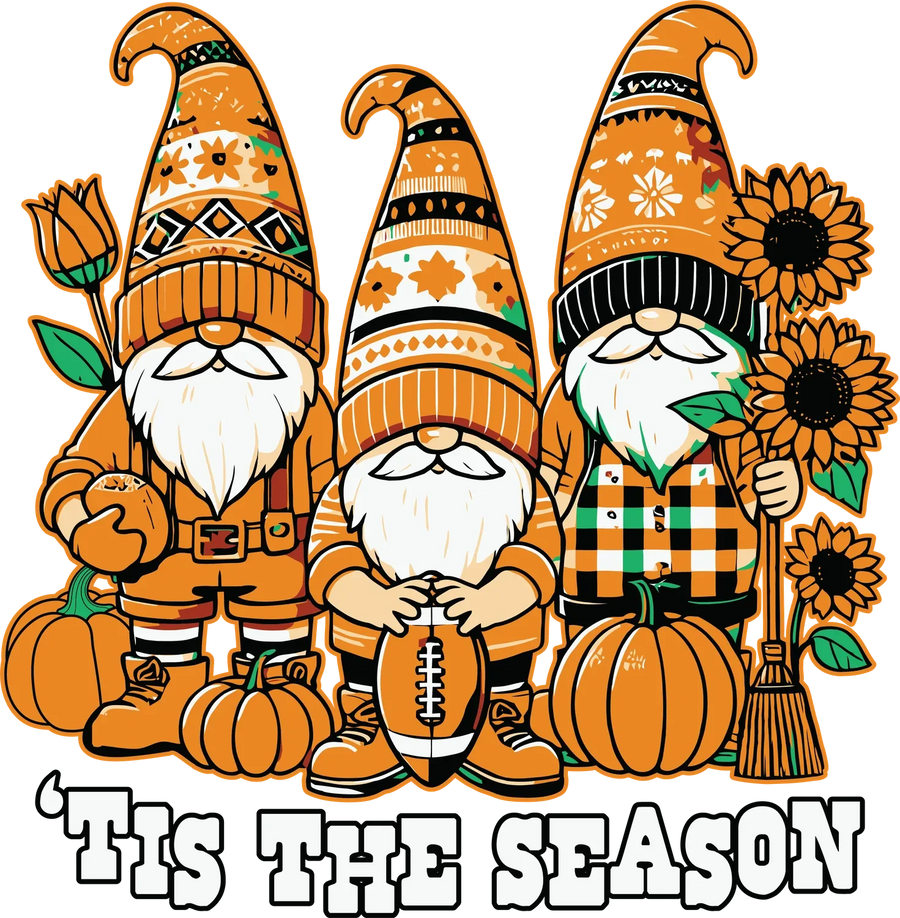 Autumn Gnomes 'Tis the Season DTF Transfer Ready to Press